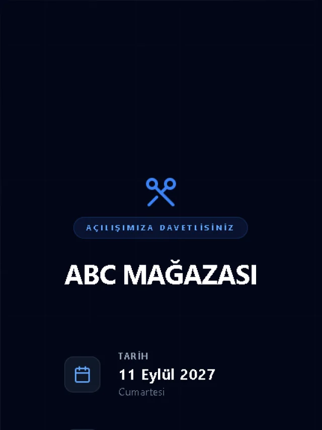 Çelik dijital davetiye teması — Açılış davetiyesi tasarımı