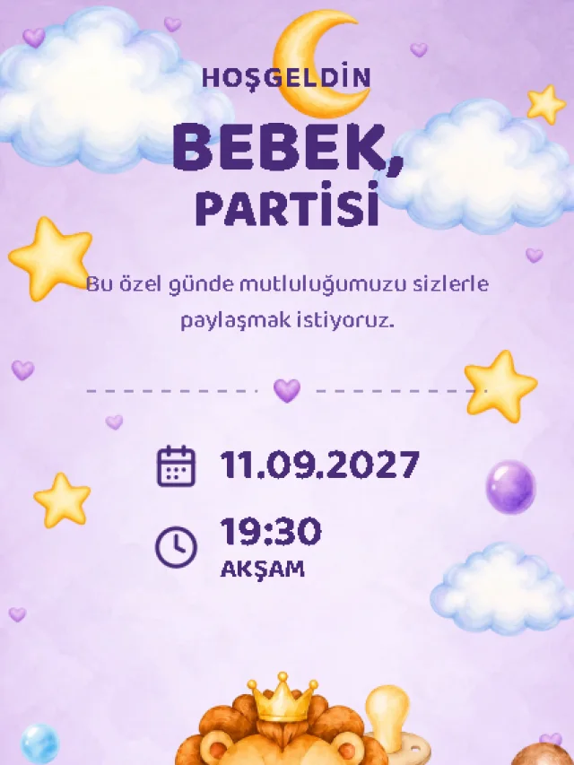 Leylak dijital davetiye teması — Baby Shower davetiyesi tasarımı