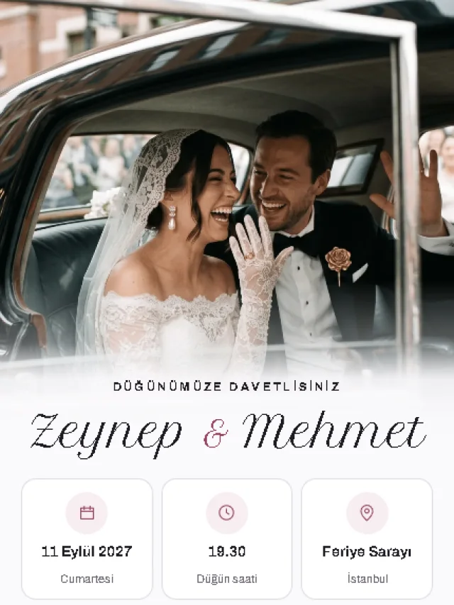Sedef dijital davetiye teması — Düğün davetiyesi tasarımı